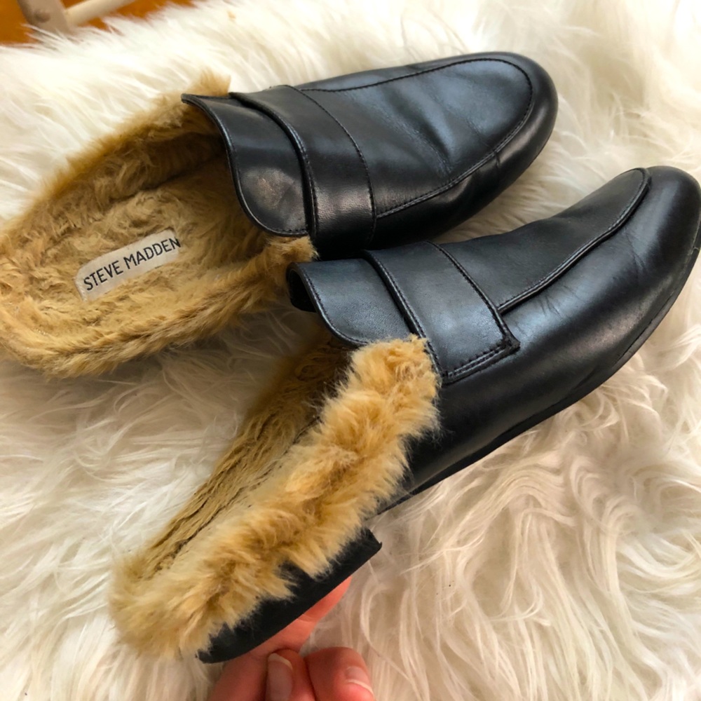 Steve Madden faux fur mules